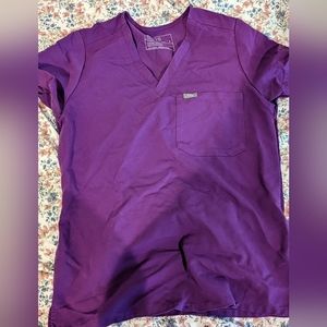 Figs Eggplant Scrub Top